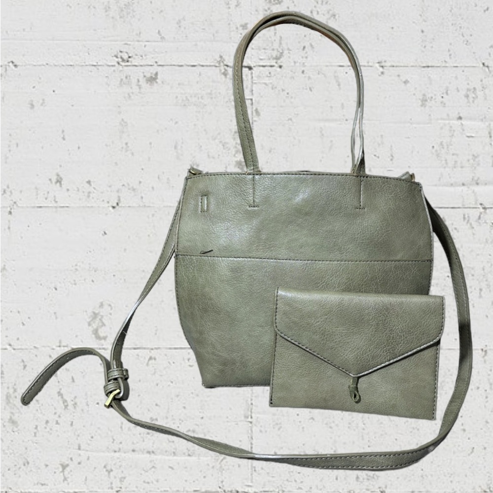 Anthropologie Vegan Leather Crossbody Tote & Matching Wallet